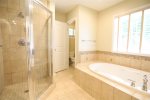 Master Bathroom with Shower and Tub in Owl`s Nest Home